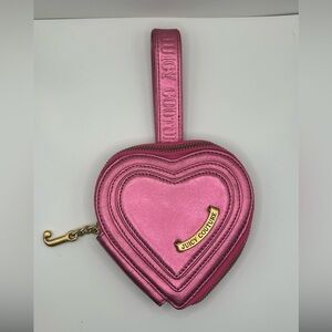 Vintage Juicy Couture Metallic leather Pink Heart Wristlet